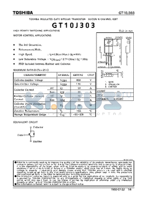 10J303 datasheet - N CHANNEL IGBT (HIGH POWER SWITCHING, MOTOR CONTROL APPLICATIONS)