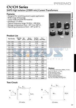 CV4 datasheet - SMPS High Isolation (2500V min) Current Transformer