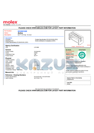 51094-1005 datasheet - Mi II D/R Clip, 10 circuit