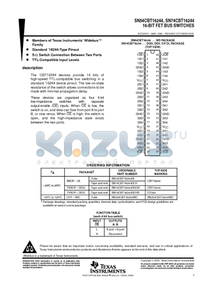 74CBT16244DGGRE4 datasheet - 16-BIT FET BUS SWITCHES