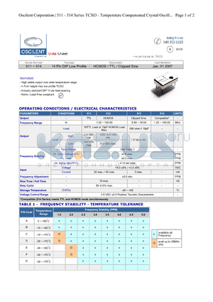 511-4.0M-535A datasheet - HCMOS / TTL / Clipped Sine