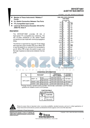 74CBT16861DGVRE4 datasheet - 20-BIT FET BUS SWITCH