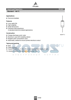 B43697A5106Q000 datasheet - Axial-Lead Capacitors