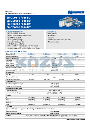 BMOD0250P016B01 datasheet - MC BMOD POWER SERIES 16 V MODULES