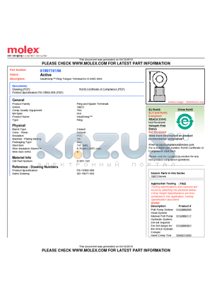 0190710148 datasheet - InsulKrimp Ring Tongue Terminal for 8 AWG Wire