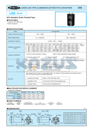 10LSQ330000M64X99 datasheet - LARGE CAN TYPE ALUMINUM ELECTROLYTIC CAPACITORS