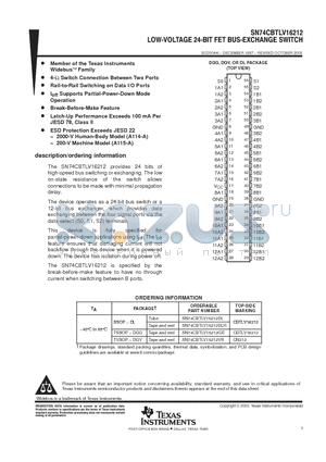 74CBTLV16212DLG4 datasheet - LOW-VOLTAGE 24-BIT FET BUS-EXCHANGE SWITCH