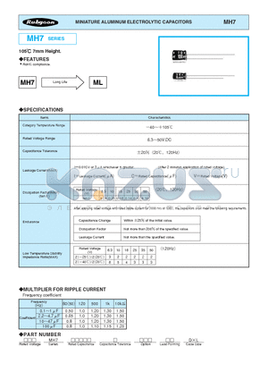 10MH722M5X7 datasheet - MINIATURE ALUMINUM ELECTROLYTIC CAPACITORS