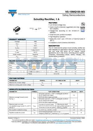 10MQ100-M3 datasheet - Schottky Rectifier, 1 A