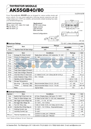 AK55GB40 datasheet - THYRISTOR MODULE