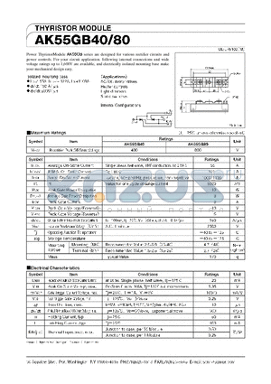 AK55GB40 datasheet - THYRISTOR MODULE