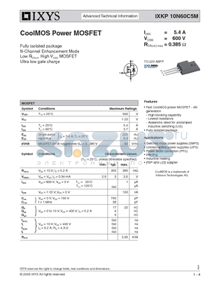 10N60C5M datasheet - CoolMOS Power MOSFET