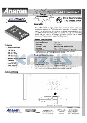 A150N50X4B datasheet - Chip Termination 150 Watts, 50W