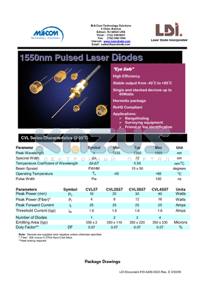 CVL3S57-TO18C datasheet - 1550nm Pulsed Laser Diodes