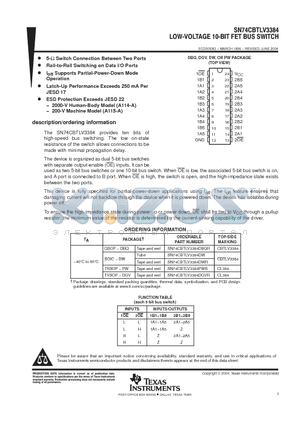 74CBTLV3384DWRE4 datasheet - LOW-VOLTAGE 10-BIT FET BUS SWITCH