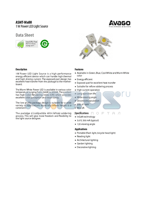 ASMT-MB00 datasheet - 1 W Power LED Light Source