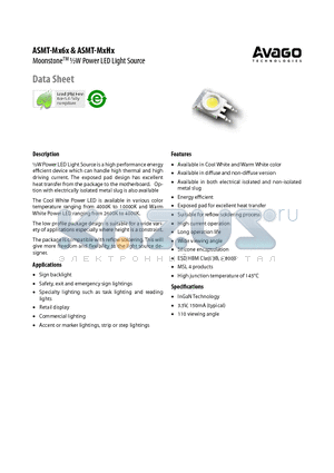 ASMT-MXHX datasheet - MoonstoneTM 1/2W Power LED Light Source