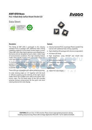 ASMT-QTC0-0XXXX datasheet - PLCC-4 Black Body Surface Mount Tricolor LED