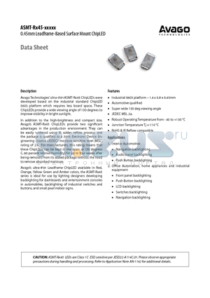 ASMT-RF45 datasheet - 0.45mm Leadframe-Based Surface Mount ChipLED