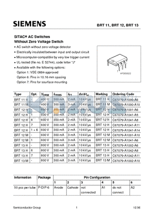 C67079-A1001-A6 datasheet - SITACO AC Switches Without Zero Voltage Switch