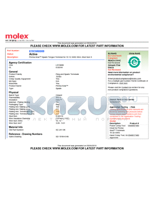 0191640069 datasheet - Perma-Seal Spade Tongue Terminal for 10-12 AWG Wire, Stud Size 6