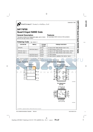 74F00SCX datasheet - Quad 2-Input NAND Gate