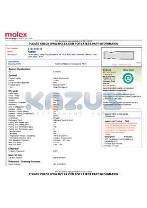 0191640414 datasheet - Perma-Seal Snap Plug Receptacle for 14-16 AWG Wire, Diameter 3.96mm (.156