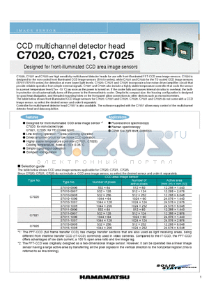 C7020 datasheet - Designed for front-illuminated CCD area image sensors
