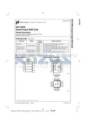 74F02FCQB datasheet - Quad 2-Input NOR Gate