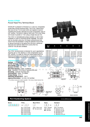 C7021-01-X datasheet - Power Feed Thru Terminal Block