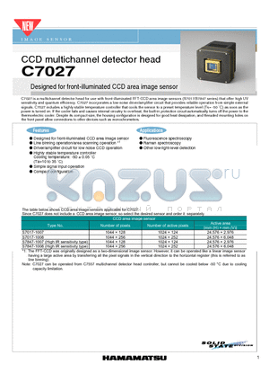 C7027 datasheet - CCD multichannel detector head