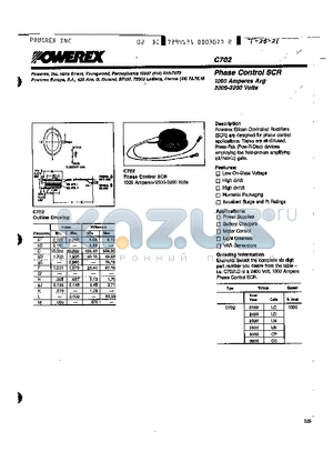 C702CB datasheet - Phase Control SCR 1000 Amperes Avg 2300-3200 Volts