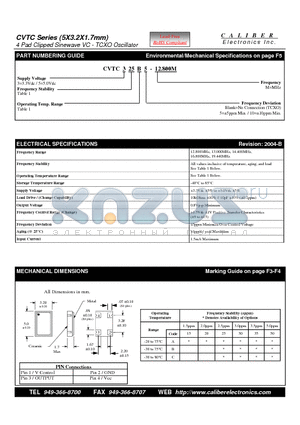 CVTC330A10 datasheet - 4 Pad Clipped Sinewave VC - TCXO Oscillator