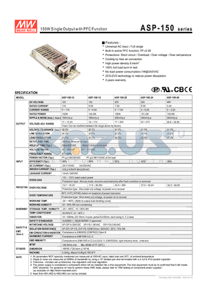 ASP-150_10 datasheet - 150W Single Output with PFC Function