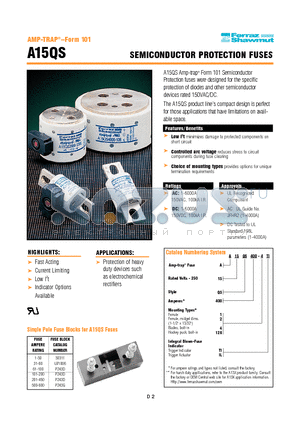 A15QS1000-128 datasheet - SEMICONDUCTOR PROTECTION FUSES