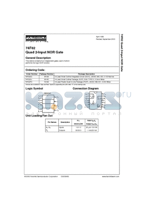 74F02SJ datasheet - Quad 2-Input NOR Gate