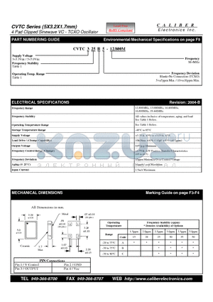 CVTC530B10 datasheet - 4 Pad Clipped Sinewave VC - TCXO Oscillator