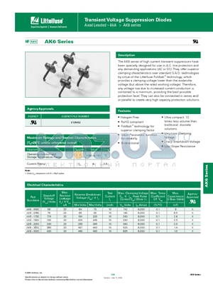 AK6 datasheet - Silicon Avalanche Diodes - 6000W Transient Voltage Suppression For AC Line Protection