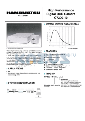 C7300-10 datasheet - High Performance Digital CCD Camera
