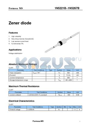 1N5263B datasheet - Zener diode
