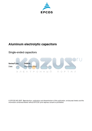 B43858C2227M012 datasheet - Aluminum electrolytic capacitors