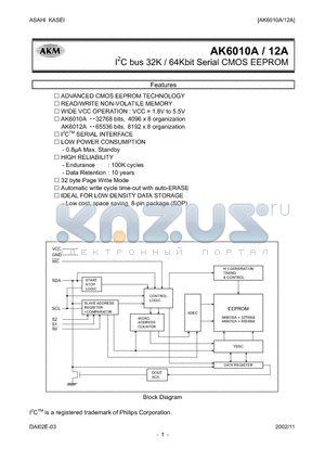 AK6012A datasheet - I2C bus 32K / 64Kbit Serial CMOS EEPROM