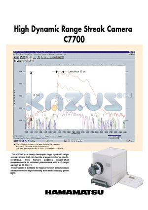 C7700 datasheet - High Dynamic Range Streak Camera