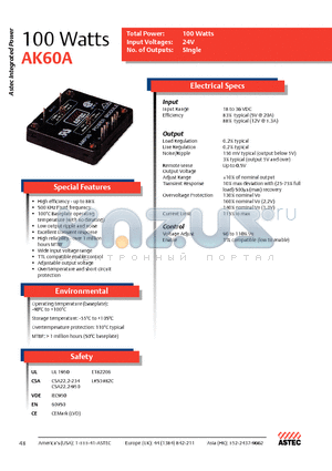 AK60A-024L-022F20G datasheet - 100 Watts