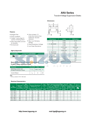 AK6-170C datasheet - Transient Voltage Suppression Diodes
