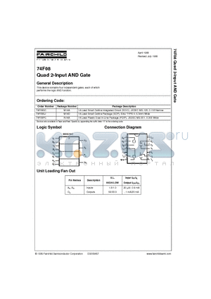 74F08SC datasheet - Quad 2-Input AND Gate