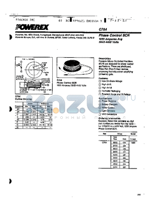 C784CN datasheet - Phase Control SCR 1650 Amperes Average 3600-4400 Volts