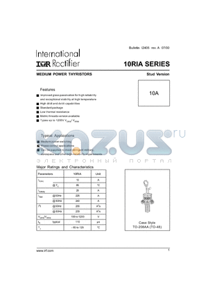 10RIA10MS90 datasheet - MEDIUM POWER THYRISTORS