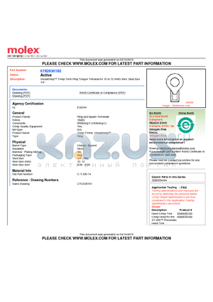 0192030182 datasheet - VersaKrimp Temp-Term Ring Tongue Terminal