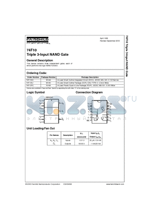 74F10 datasheet - Triple 3-Input NAND Gate